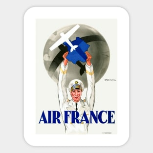 Vintage Travel Poster Air France Flight Captain Plane Sticker